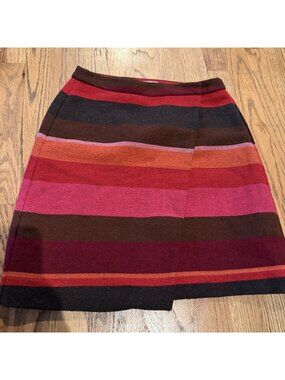 LOFT WOMENS RED PINK STRIPED WRAP SKIRT 00P